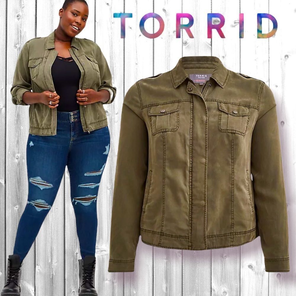 Torrid Olive Tencel Bomber Jacket Size 2 2XL 18/20